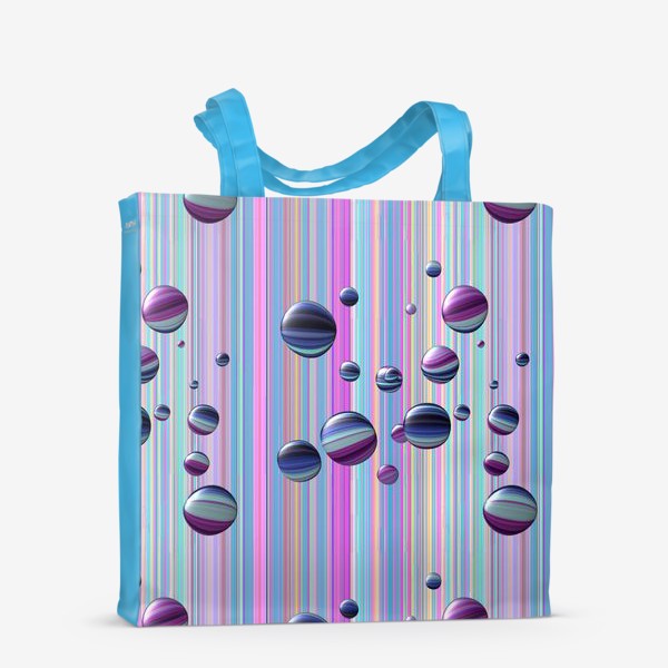 Сумка-шоппер «Цветные пузыри. Сolored bubbles and stripes»