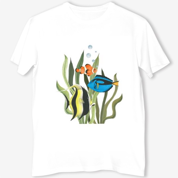 Футболка «Океанические рыбки в водорослях»