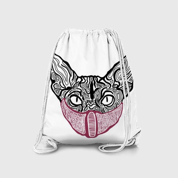 Рюкзак «Кот в маске на белом фоне »