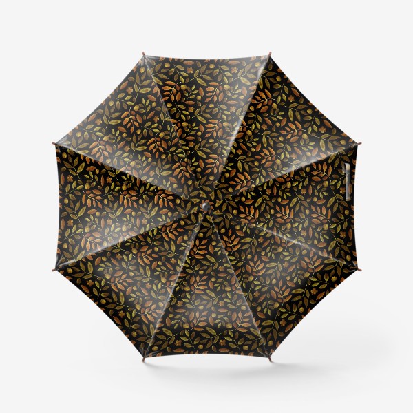 Зонт «золотые листья на черном фоне. роскошный паттерн»