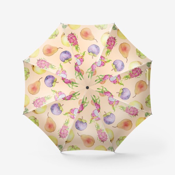 Зонт «Тропические фрукты на кремовом. Акварель»