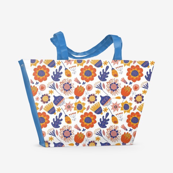 Пляжная сумка «Яркие цветы в скандинавском стиле»