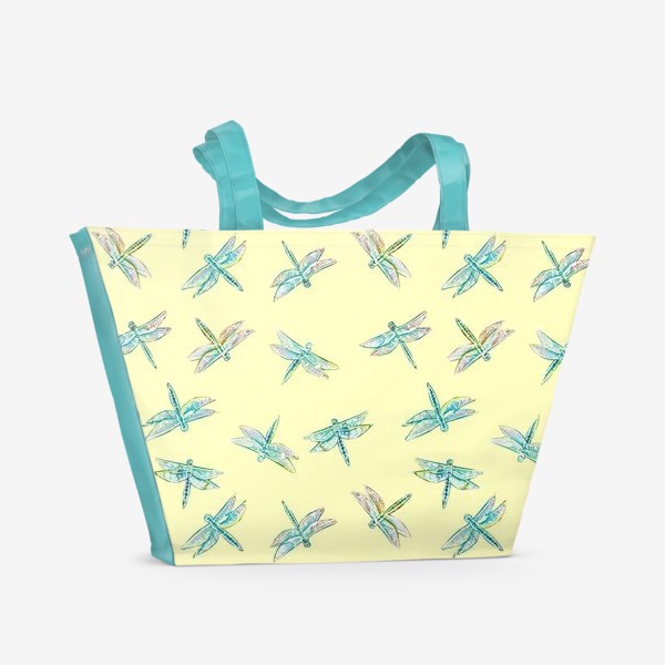 Пляжная сумка «Стрекозы, желтый фон»