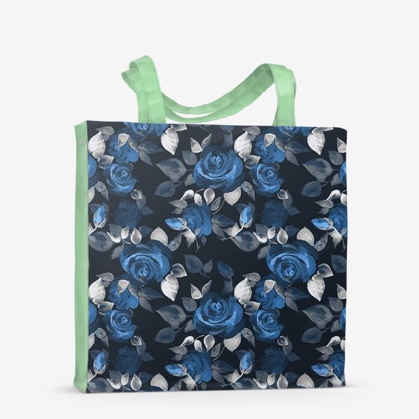 Сумка-шоппер «Синие розы. Цветочный паттерн»