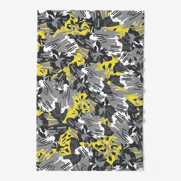 Полотенце «Абстракция серые желтые пятна линии»