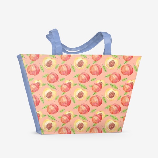 Пляжная сумка &laquo;персики акварельный паттерн. лето, сочные фрукты&raquo;