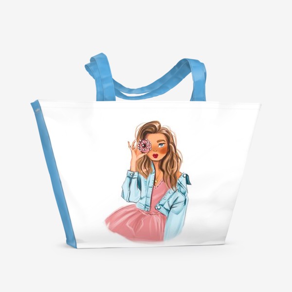 Пляжная сумка «девушка с пончиком »