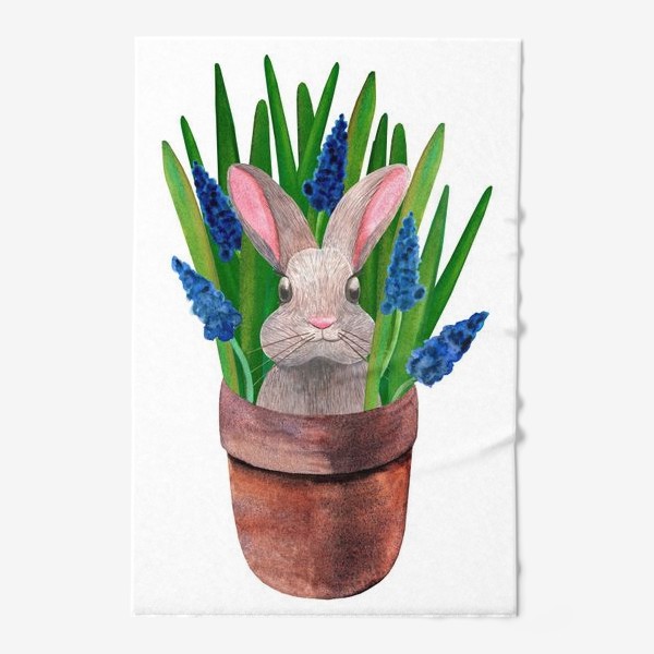 Полотенце «Милый кролик в горшке с весенними мускари»