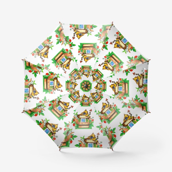 Зонт «весенние домики»