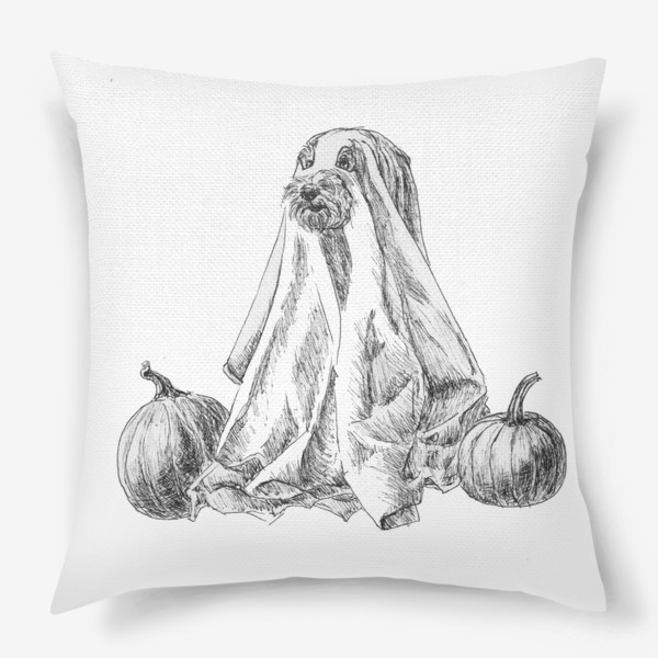 Подушка «Собака на хеллоуин с тыквами»