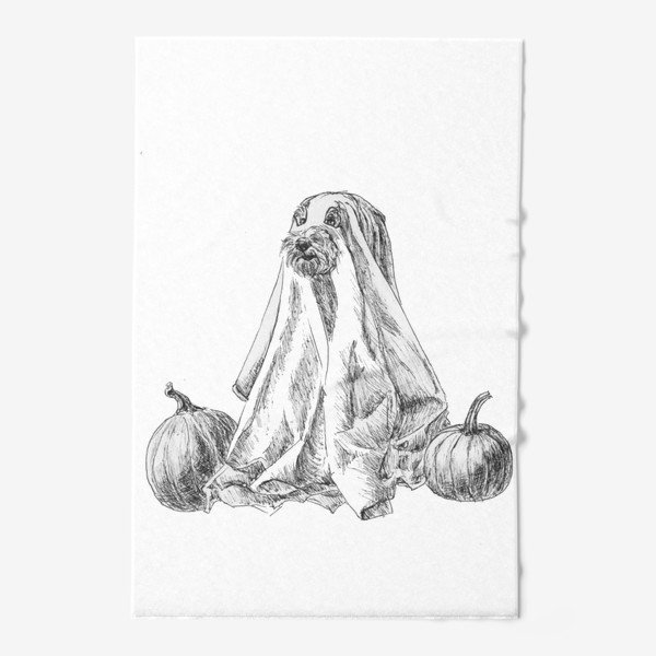 Полотенце «Собака на хеллоуин с тыквами»