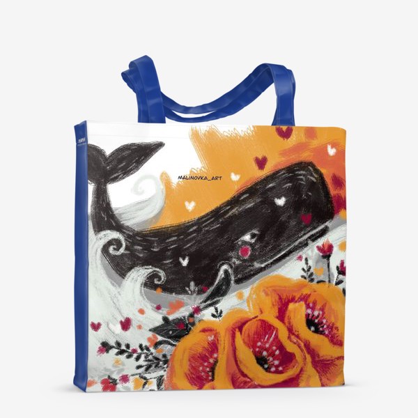 Сумка-шоппер «кит в цветах»