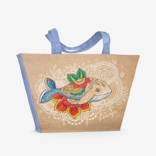Пляжная сумка «Цветочный кит»