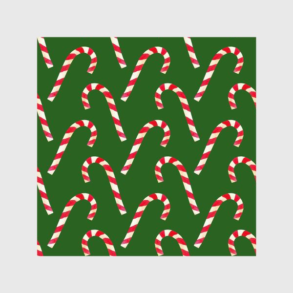 Шторы «новогодний узор из конфет леденцов кенди кейн на зеленом фоне»
