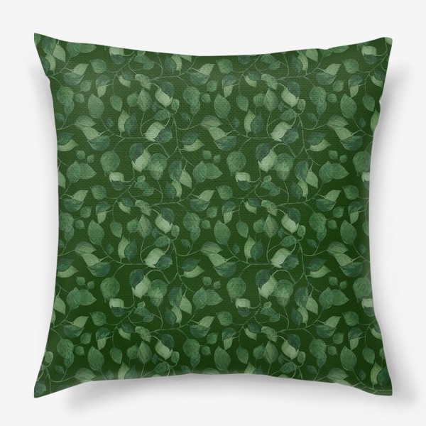 Подушка «Природа растения листочки зелень эко паттерн»