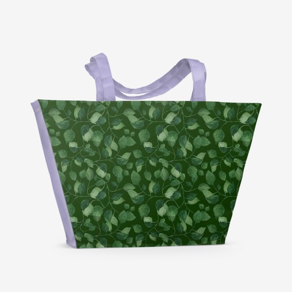 Пляжная сумка «Природа растения листочки зелень эко паттерн»