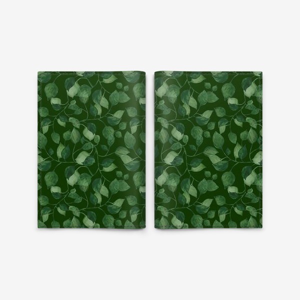 Обложка для паспорта «Природа растения листочки зелень эко паттерн»