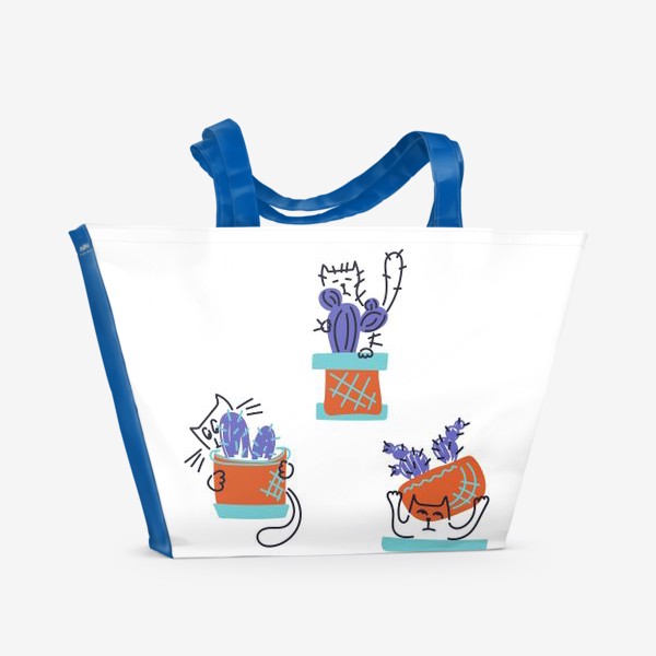 Пляжная сумка &laquo;Котики и кактусы&raquo;