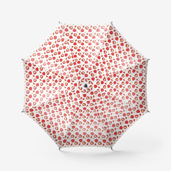 Зонт «Узор с яблоками: целым, откушенным и огрызком. Вектор»
