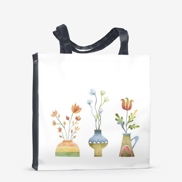 Сумка-шоппер «Цветы в глиняных горшках и вазах»