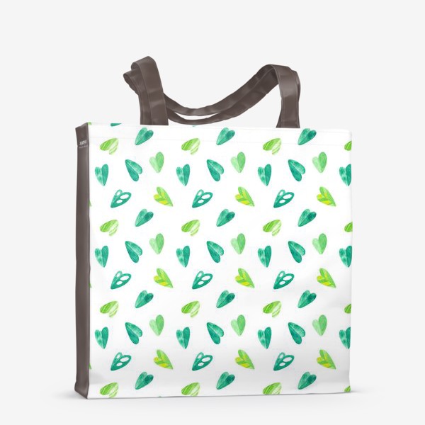 Сумка-шоппер «Яркий летний паттерн с тропическими листьями в форме сердец. Акварельная иллюстрация с экзотическими растениями.»