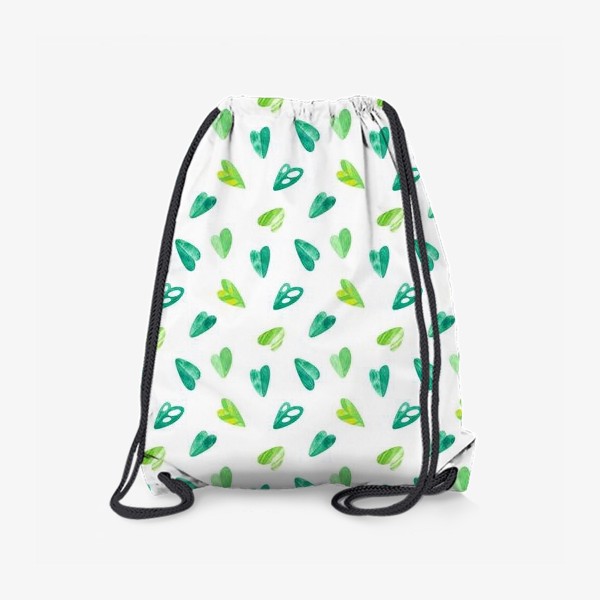 Рюкзак «Яркий летний паттерн с тропическими листьями в форме сердец. Акварельная иллюстрация с экзотическими растениями.»