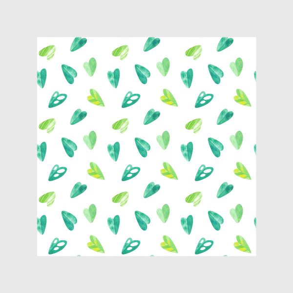 Скатерть «Яркий летний паттерн с тропическими листьями в форме сердец. Акварельная иллюстрация с экзотическими растениями.»