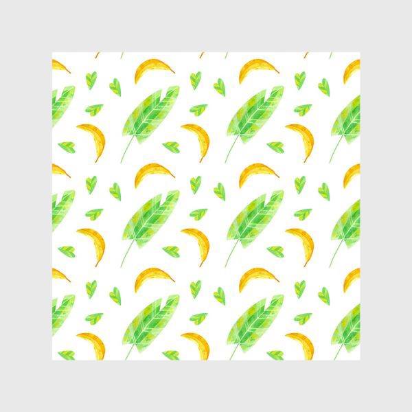 Шторы &laquo;Акварельная иллюстрация с бананами и банановыми листьями. Яркий летний принт с экзотическими растениями. &raquo;
