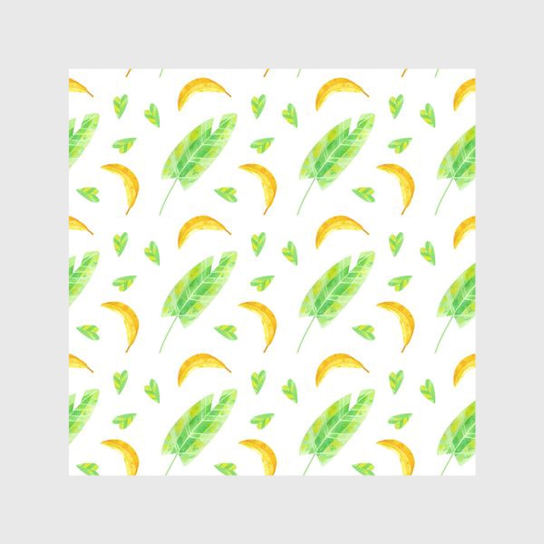 Скатерть &laquo;Акварельная иллюстрация с бананами и банановыми листьями. Яркий летний принт с экзотическими растениями. &raquo;