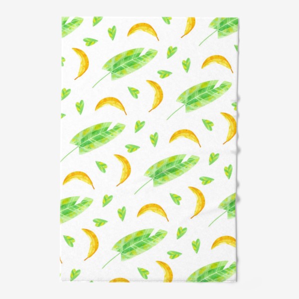 Полотенце &laquo;Акварельная иллюстрация с бананами и банановыми листьями. Яркий летний принт с экзотическими растениями. &raquo;
