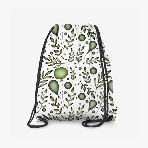 Рюкзак &laquo;Зеленый паттерн с ветками и воздушными шарами&raquo;