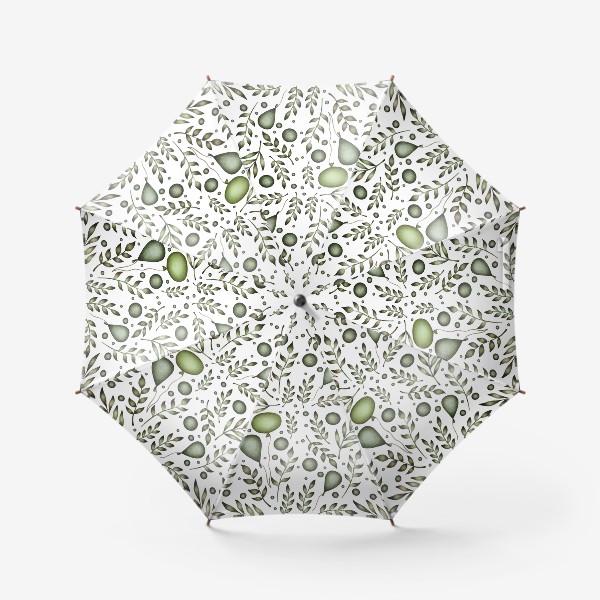Зонт «Зеленый паттерн с ветками и воздушными шарами»