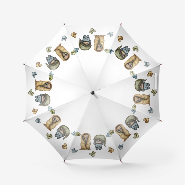 Зонт «Сказочные персонажи и уютные одеяло, колпак и носки»