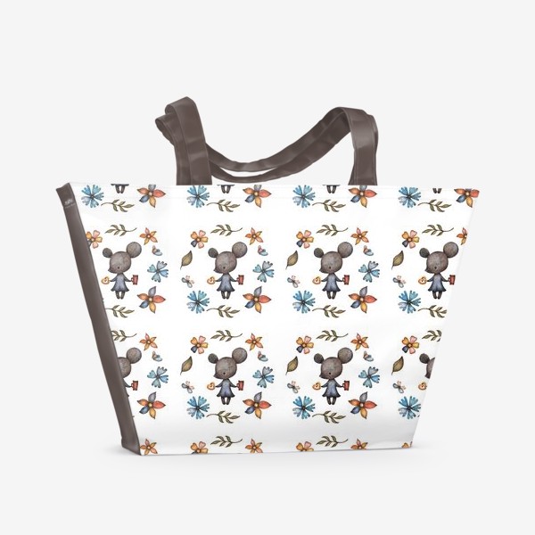 Пляжная сумка «Мышь и цветы»