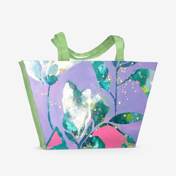 Пляжная сумка &laquo;Весенние цветы на сиреневом&raquo;