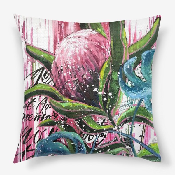 Подушка «Протея на розовом»