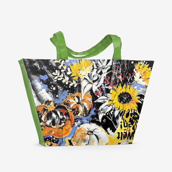 Пляжная сумка «Коллаж с тыквами»
