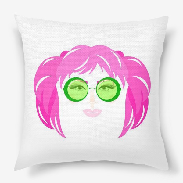 Подушка «Девушка с розовыми волосами в солнечных очках»