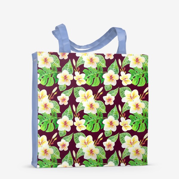Сумка-шоппер «Безшовный акварельный паттерн с тропическими цветами т листьями»