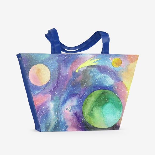 Пляжная сумка «Космос, акварельный»
