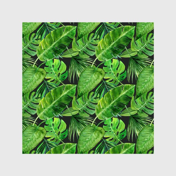 Шторы «Безшовный акварельный паттерн с нежными  тропическими листьями»