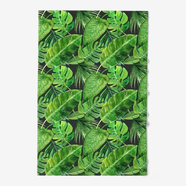 Полотенце «Безшовный акварельный паттерн с нежными  тропическими листьями»