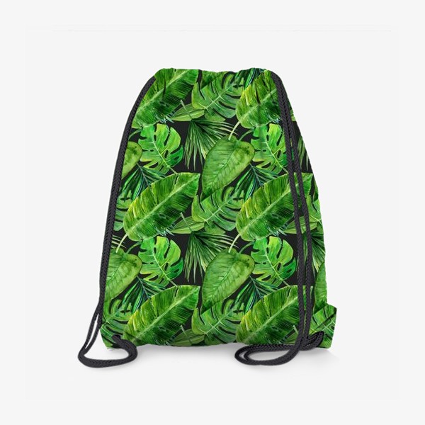 Рюкзак «Безшовный акварельный паттерн с нежными  тропическими листьями»