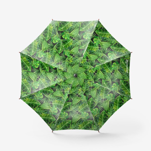 Зонт «Безшовный акварельный паттерн с нежными  тропическими листьями»