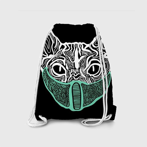Рюкзак «Кот в маске на чёрном фоне »