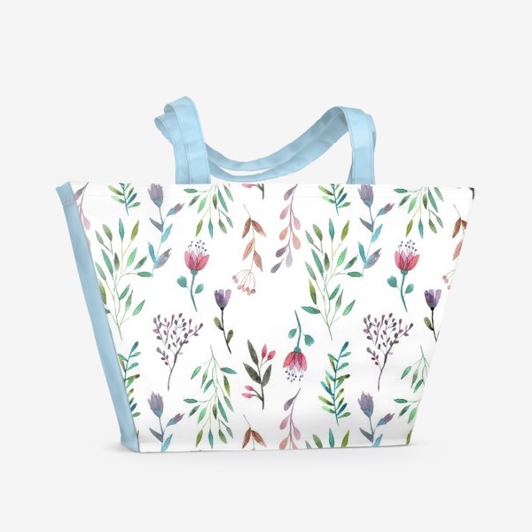 Пляжная сумка &laquo;Цветочный паттерн, ботаника&raquo;