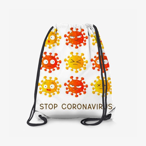 Рюкзак «Останови коронавирус - смайлы-вирусы на белом фоне»