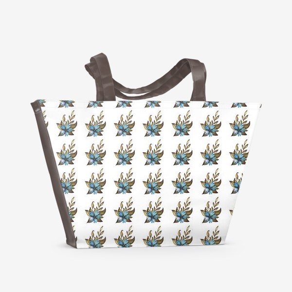 Пляжная сумка «Паттерн с голубыми цветами»