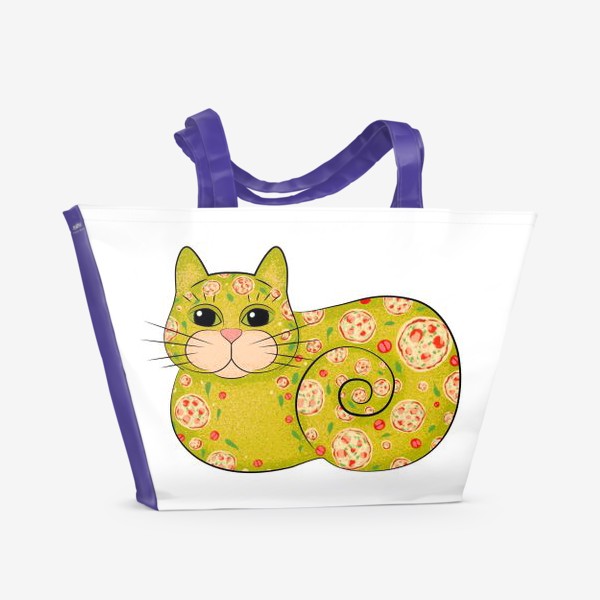 Пляжная сумка «Зеленый пицца кот. Италия»