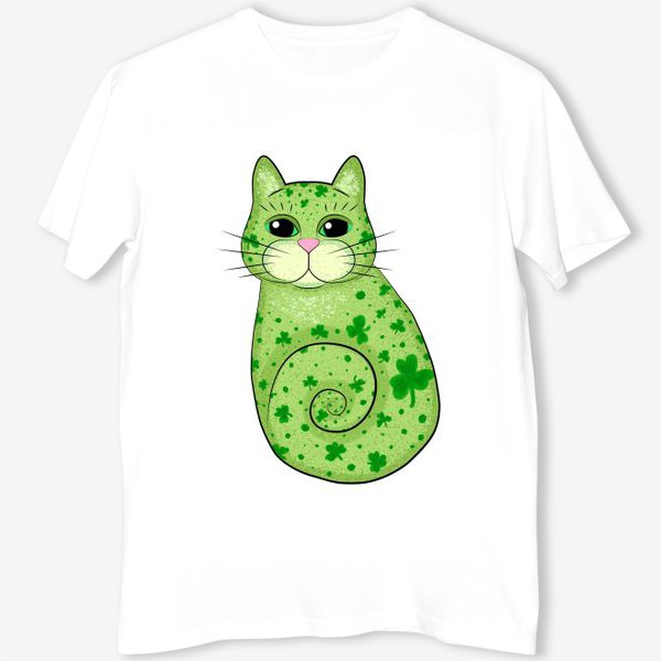 Футболка &laquo;Зеленый кот в трилистниках. Ирландия&raquo;